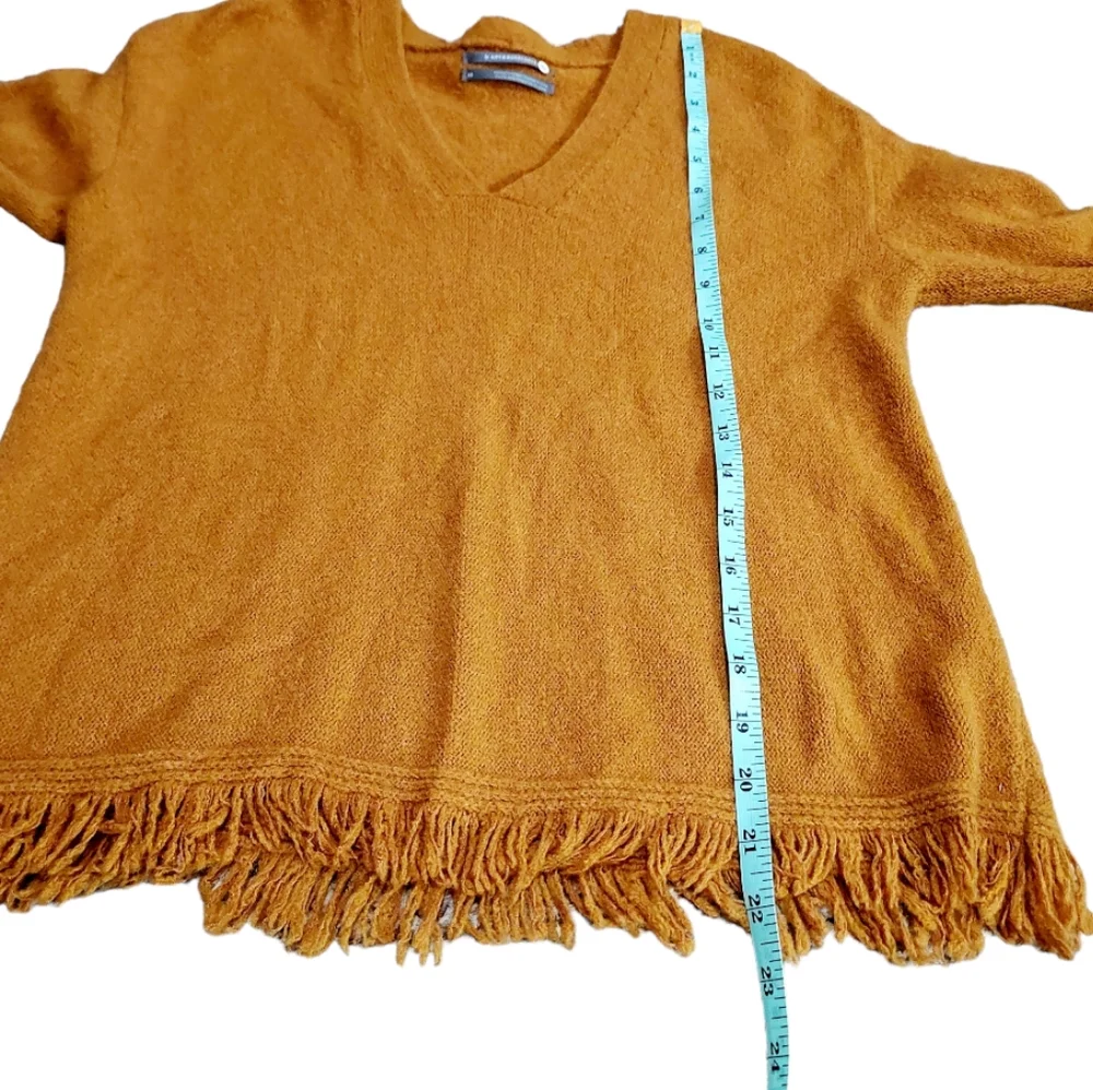 By Anthropologie Joy Fringed V-Neck Alpaca Blend Sweater size XS